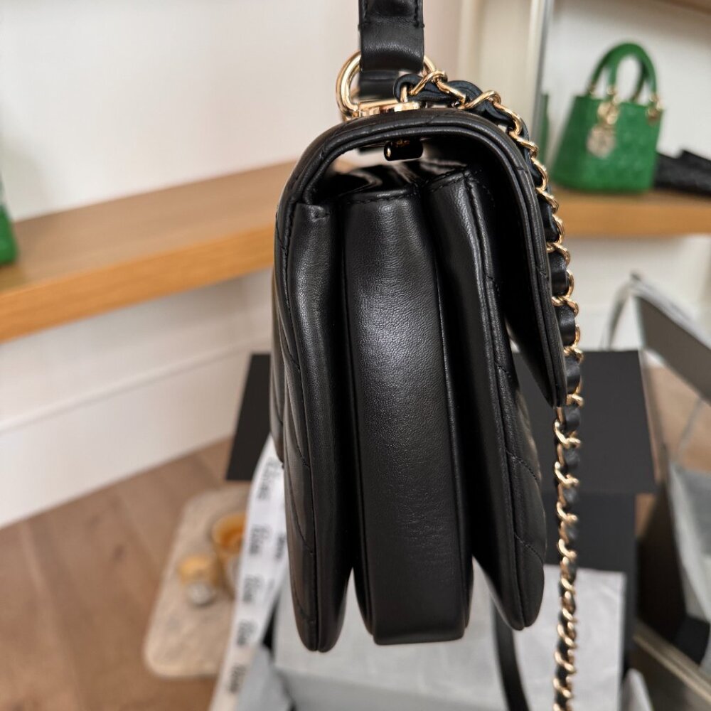 100% authentic CHANEL Trendy Small Chevron in Black Lambskin GHW - Picture 15 of 16